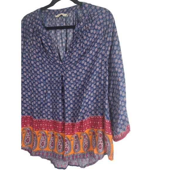 Soft Surroundings Blouse L Womens Light Weight Long Sleeve V Neck Pullover - Picture 3 of 11